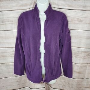 LL Bean women's full zip fleece jacket purple plum grape eggplant M Reg